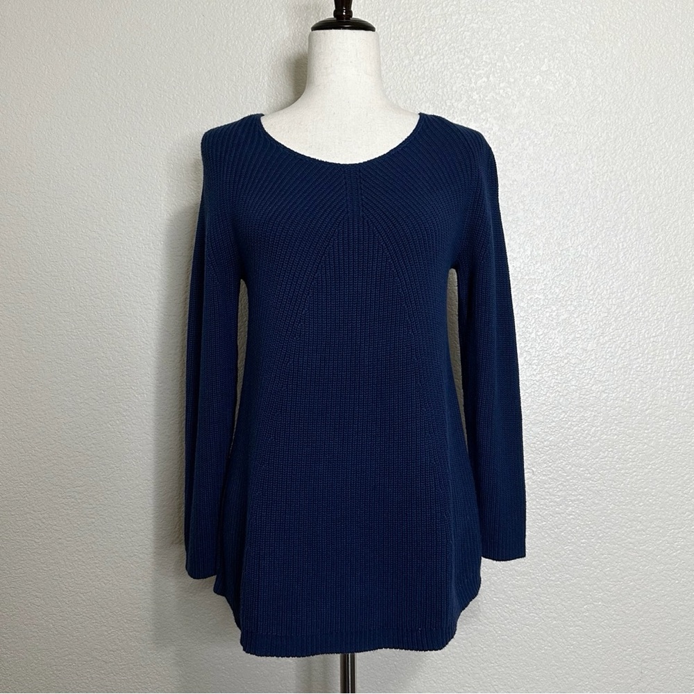 J. Jill Blue Cotton Blend Textured Knit Long Sleeves Sweater, Size XS